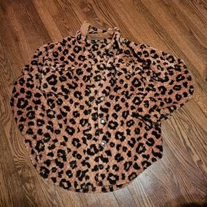 Simply Southern Cheetah Fleece/Sherpa Jacket- Size Small